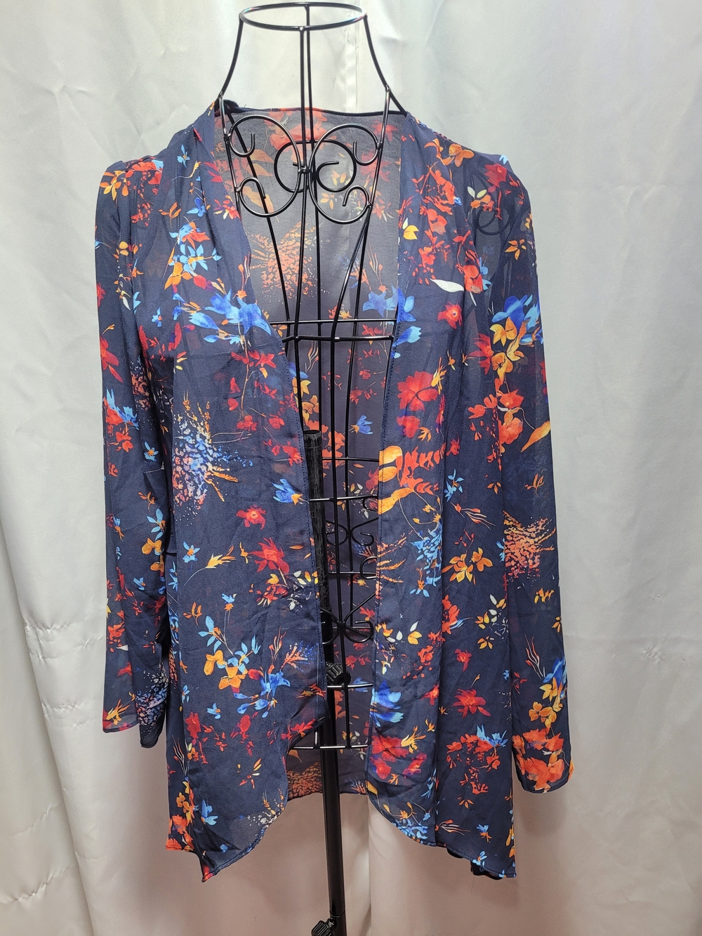 Amazon Navy Floral Open-Front Camisole Top